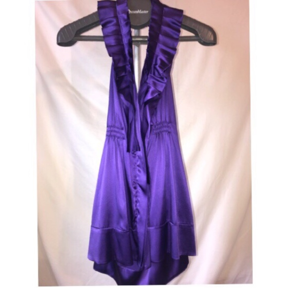 BCBG Purple Silk Halter Top